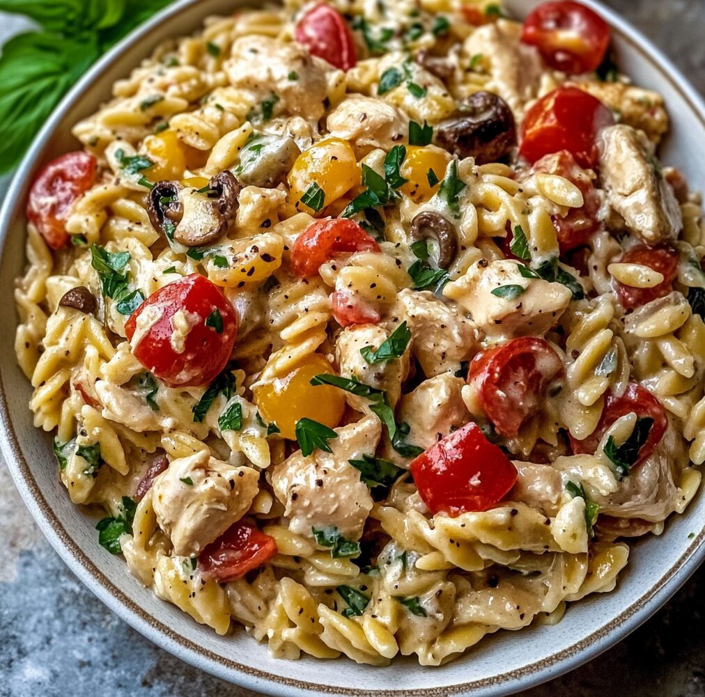 Slow Cooker Creamy Tuscan Chicken Orzo