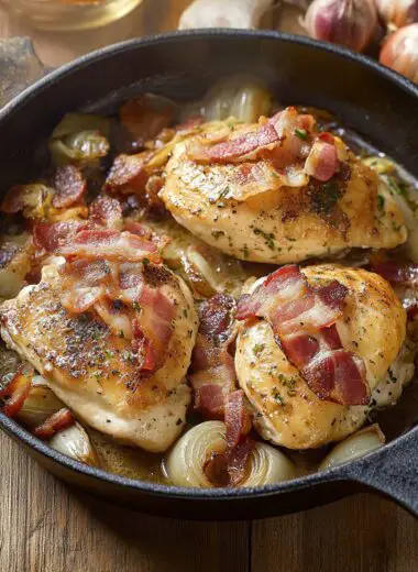 Chicken Fricassée with Shallots and Bacon