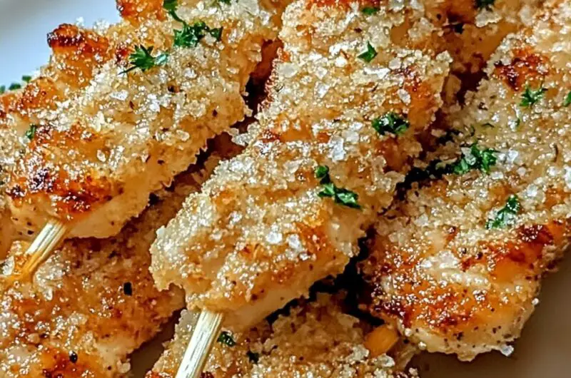 Air Fryer Garlic Parmesan Chicken Skewers