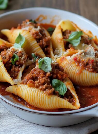 Dairy-Free Stuffed Shells with Meat Sauce
