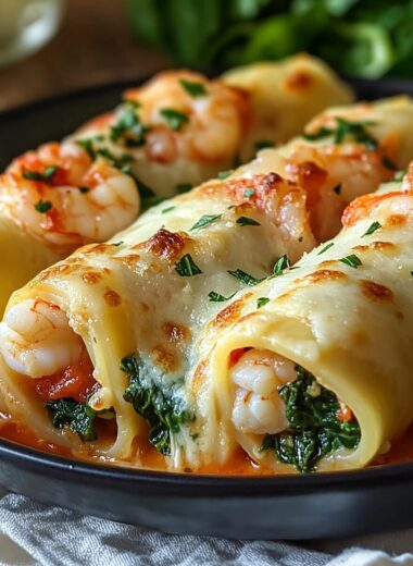 Shrimp and Spinach Stuffed Pasta Rolls