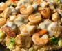 Cheesy Chicken & Shrimp Rice Skillet