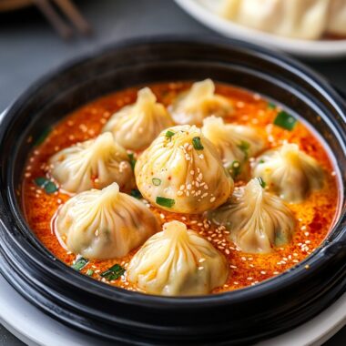 Soup Dumplings in Creamy Gochujang Sauce