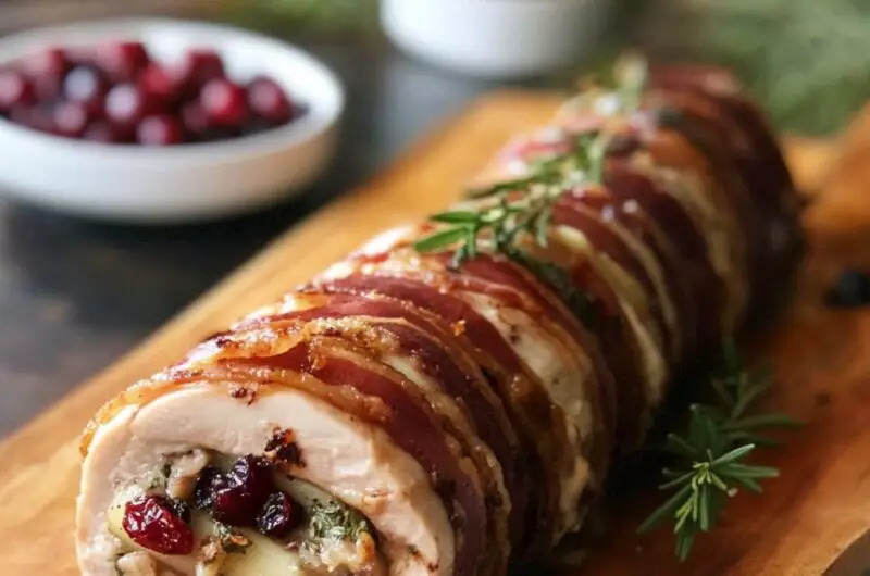 Bacon-Wrapped Stuffed Turkey Breast Roll