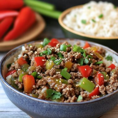 Beef and Pepper Rice Bowls