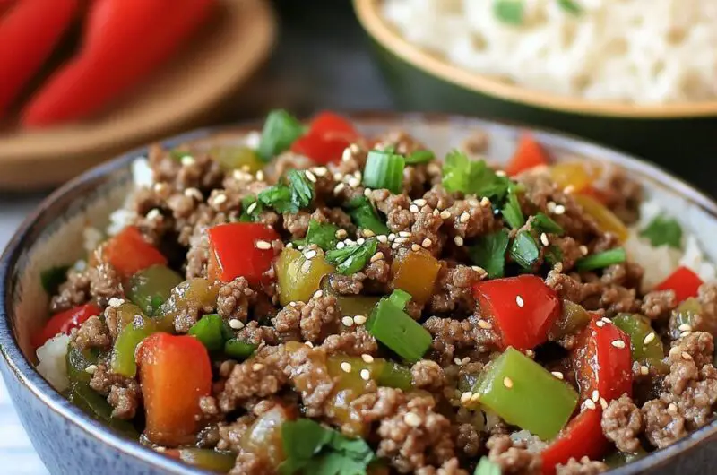 Beef and Pepper Rice Bowls