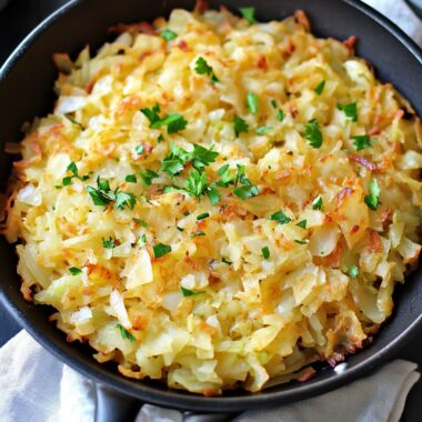 Irish Cheddar Cabbage Hash Brown Skillet