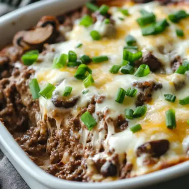 Mushroom Cheeseburger Casserole
