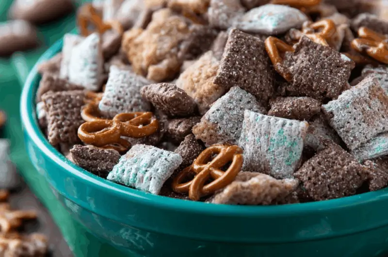 Chocolate Peanut Butter Football Puppy Chow