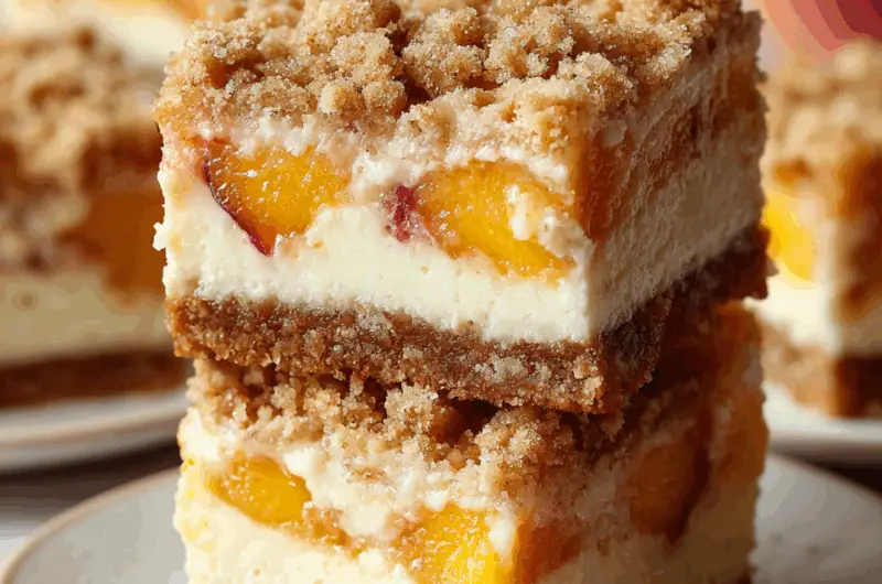 Peach Cobbler Cheesecake Bars