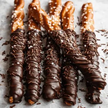 Caramel Chocolate Dipped Pretzel Rods