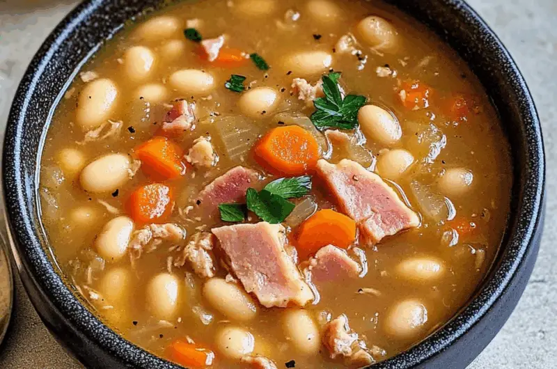 Hearty Ham Bone & Bean Soup with Veggies