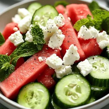 Watermelon Cucumber Feta Salad