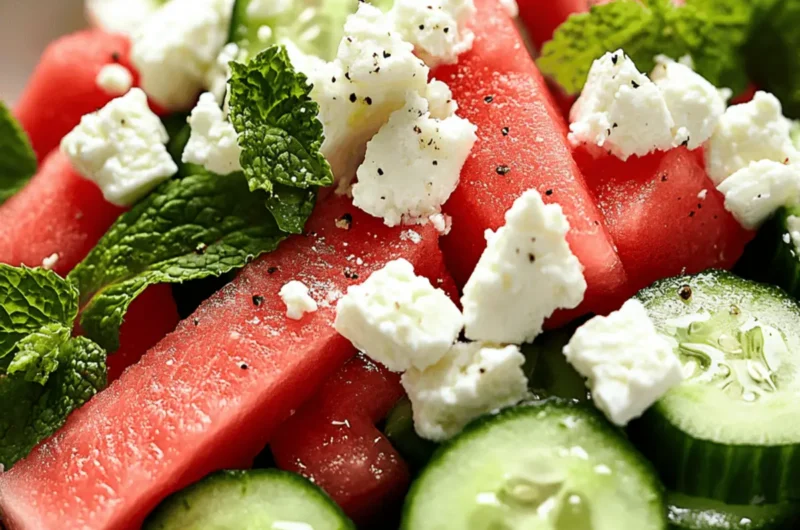 Watermelon Cucumber Feta Salad