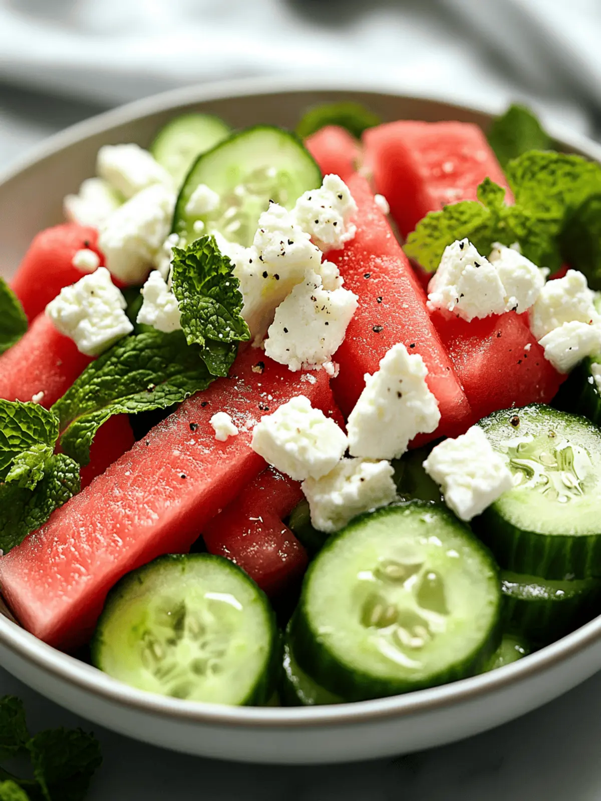 Watermelon Cucumber Feta Salad