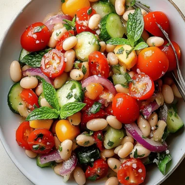 White bean salad with summer vegetables