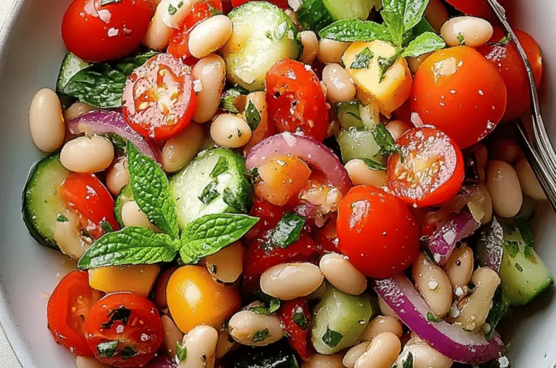 White bean salad with summer vegetables