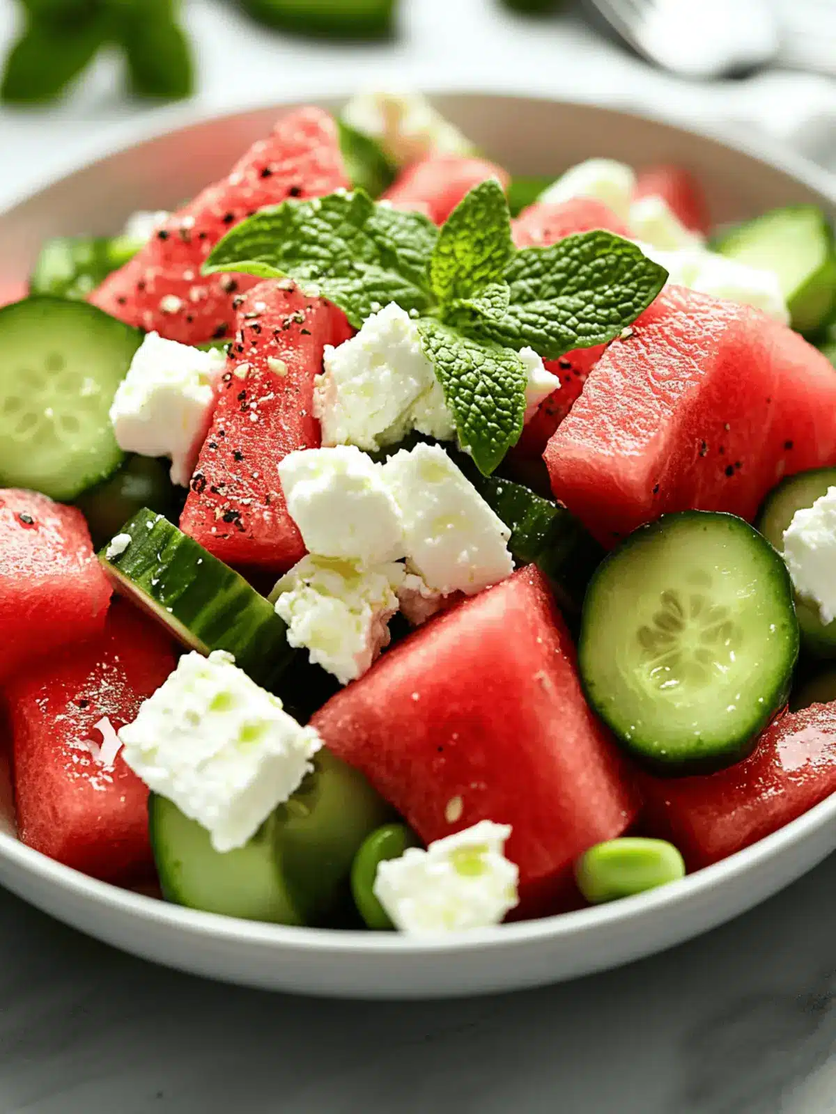 Watermelon Cucumber Feta Salad