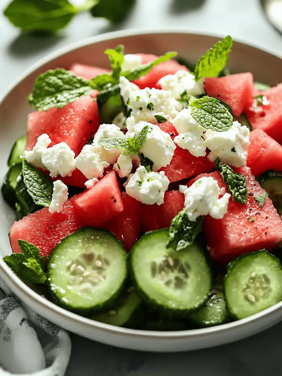 Watermelon Cucumber Feta Salad